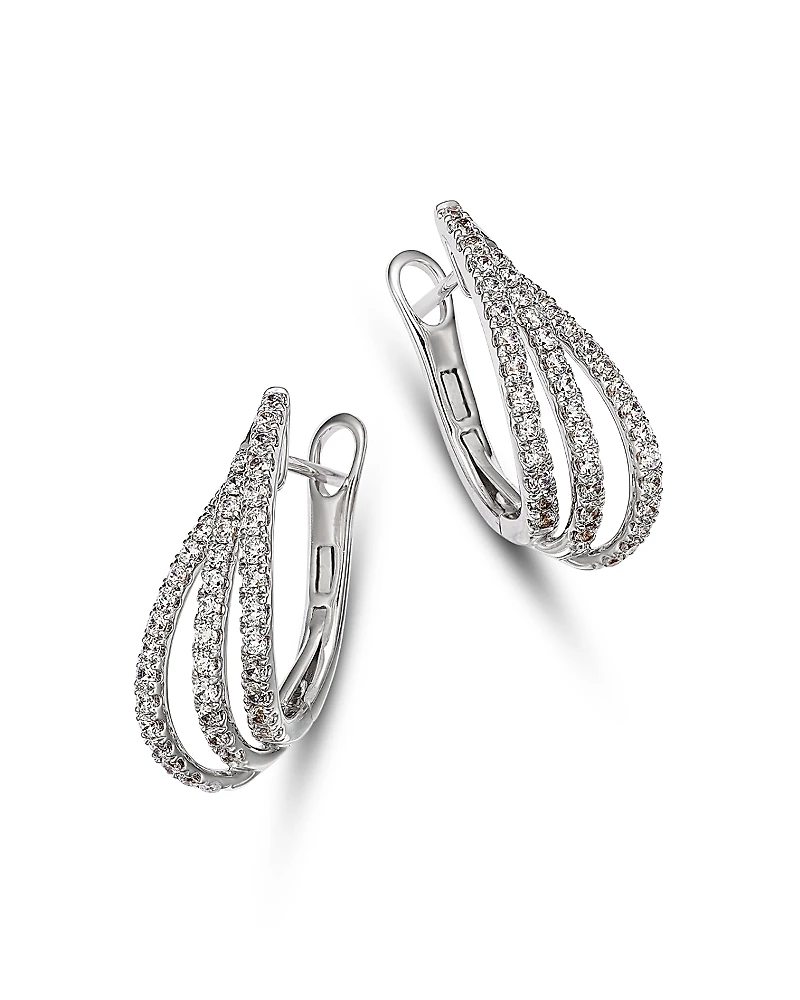 Bloomingdale's Fine Collection Diamond Pave Cut Triple Twist Oval Hoop Earrings