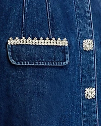 Denim Rhinestone Trim Dress