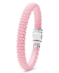 Sterling Silver Pink Caviar Ceramic Beaded Bracelet
