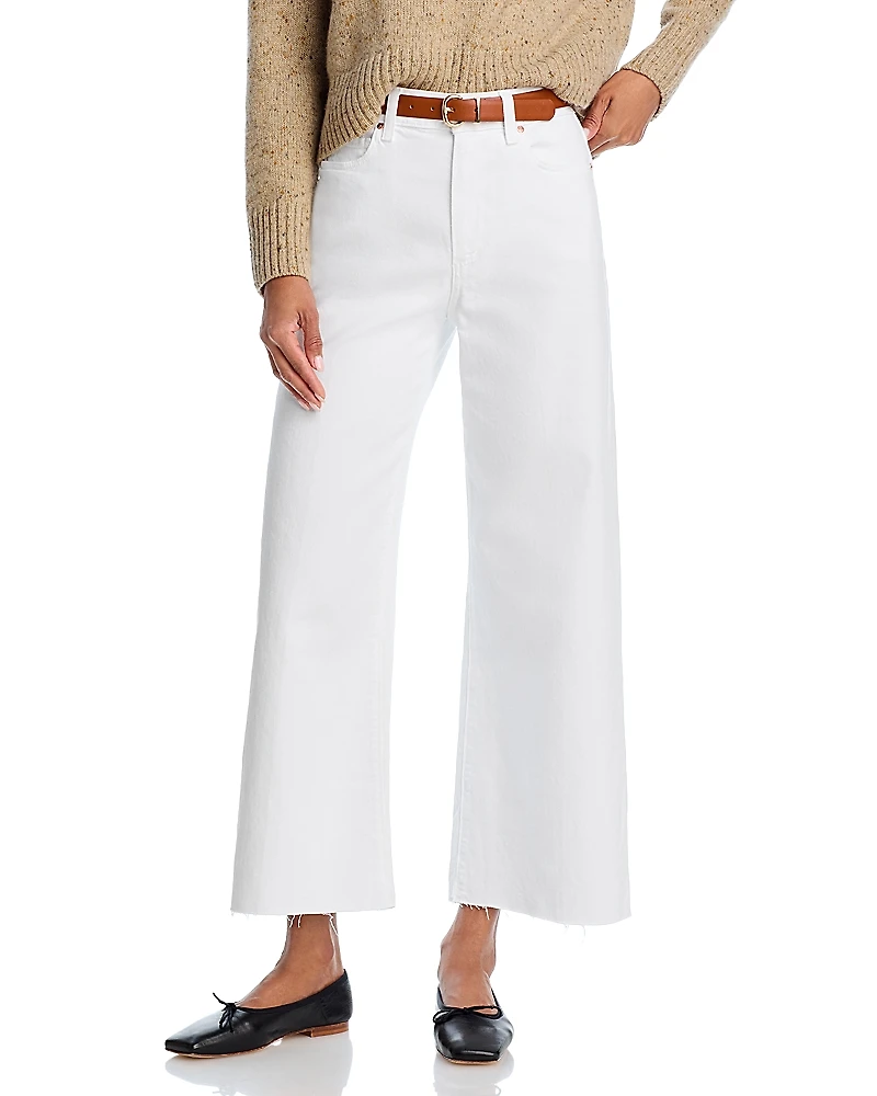 Paige Anessa Raw Hem High Rise Cropped Wide Leg Jeans