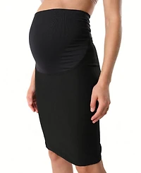 Women's Knee Length Maternity Pencil Skirt with Stretch Bump Panel Italian Suiting Fabric