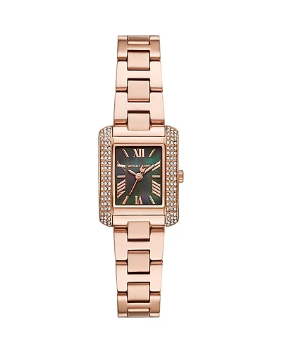 Michael Kors Emery Three Hand Rose Gold Tone Stainless Steel Watch, 23mm x 29mm