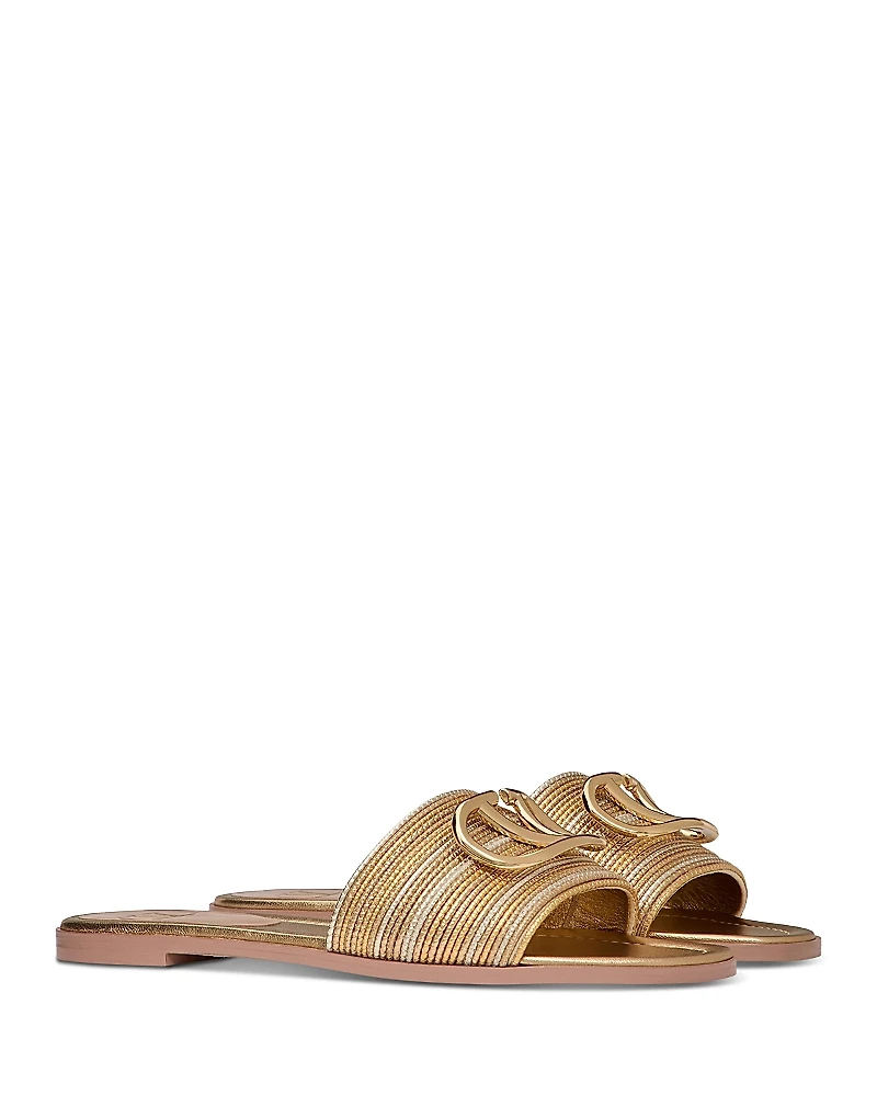 Valentino Garavani Women's V Logo Signature Metallic Slide Sandals
