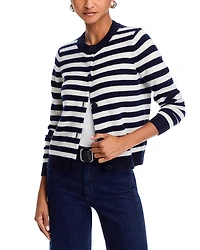 C by Bloomingdale's Cashmere Striped Crewneck Cardigan - Exclusive
