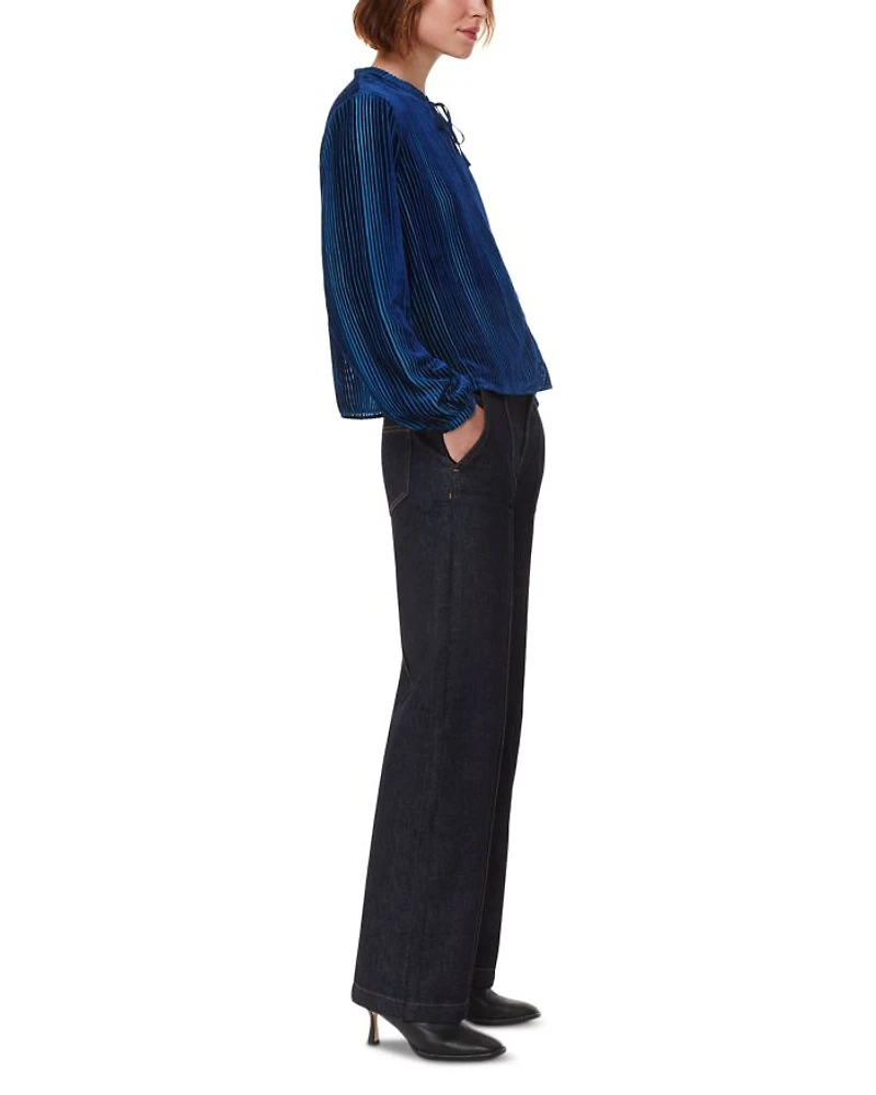Devore Velvet Stripe Blouse