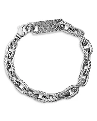 King Baby Studio Sterling Silver Crosshatch Oval Link Bracelet
