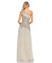 Beaded Embellished One Shoulder A Line Gown