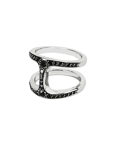 Hoorsenbuhs Sterling Silver Phantom Black Diamond Double Row Statement Ring