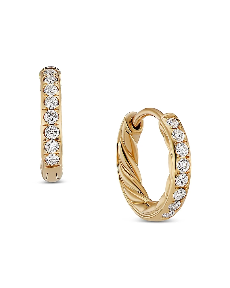 David Yurman Pave Huggie Hoop Earrings