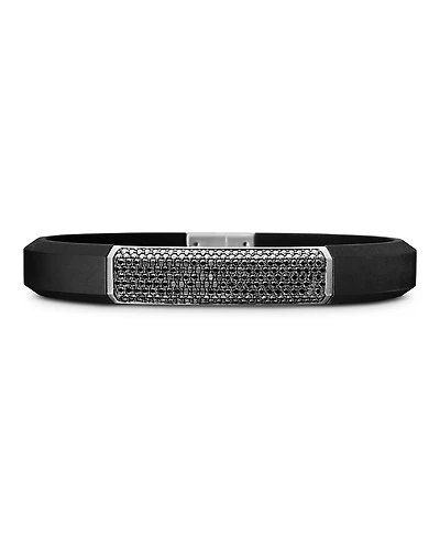 David Yurman Sterling Silver Streamline Black Diamond Pave Black Rubber Bracelet
