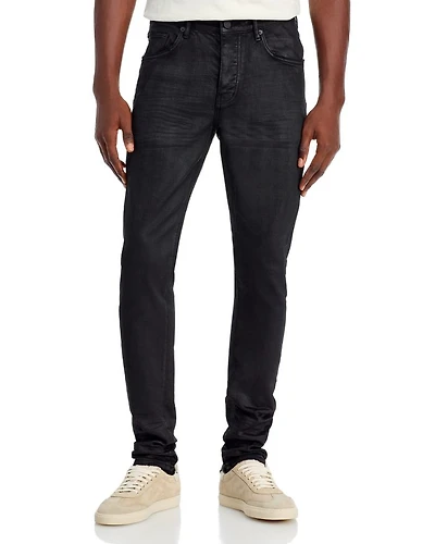 3-D Resin Skinny Fit Jeans Black Repair