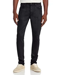 3-D Resin Skinny Fit Jeans Black Repair