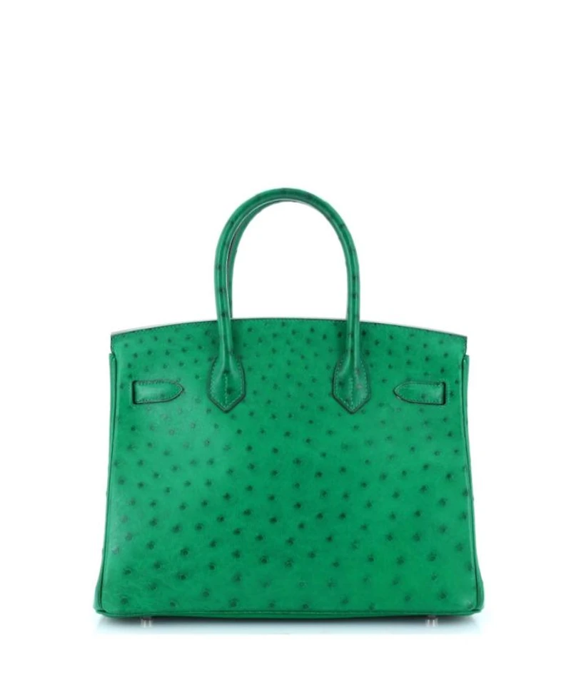 Birkin 30 Handbag Green Ostrich with Palladium Hardware