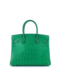 Birkin 30 Handbag Green Ostrich with Palladium Hardware