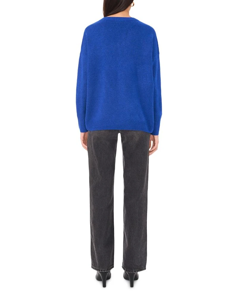 Drop Shoulder Henley Neck Sweater