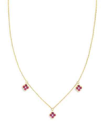 Bloomingdale's Fine Collection Sapphire & Diamond Bezel Clover Station Necklace