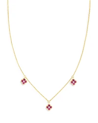 Bloomingdale's Fine Collection Sapphire & Diamond Bezel Clover Station Necklace