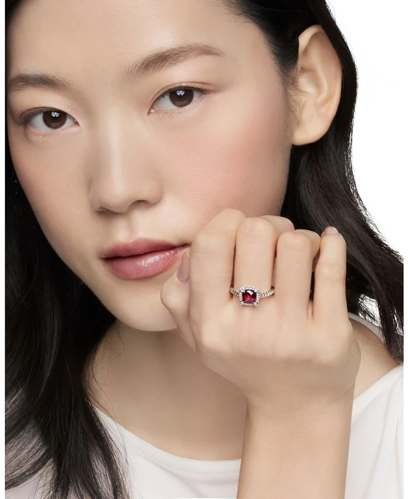 Sterling Silver Petite Chatelaine® Ring with Garnet & Diamonds - Exclusive
