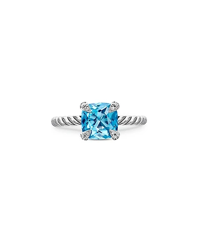 David Yurman Chatelaine Ring with Blue Topaz and Diamonds