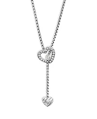 Cable Collectibles Heart Y Necklace in Sterling Silver with Pavé Diamonds, 21"