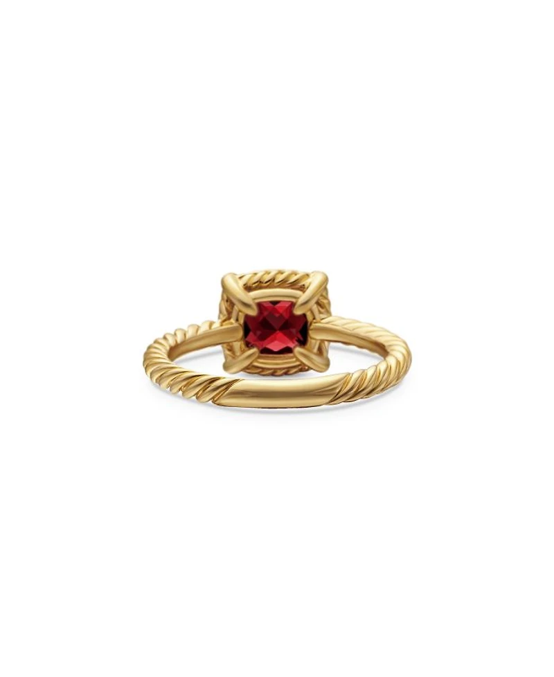 Petite Châtelaine® Pavé Bezel Ring 18K Yellow Gold with Pink Tourmaline