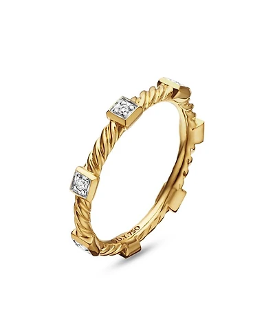 Cable Collectibles® Stations Stack Ring 18K Yellow Gold with Diamonds, 2mm