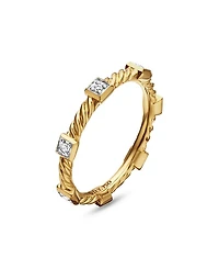 Cable Collectibles® Stations Stack Ring 18K Yellow Gold with Diamonds, 2mm