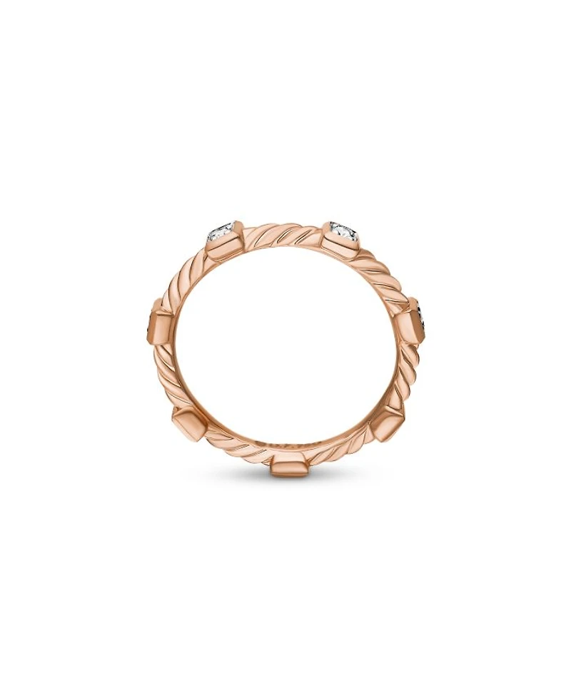 Cable Collectibles Stack Ring 18K Rose Gold with Diamonds