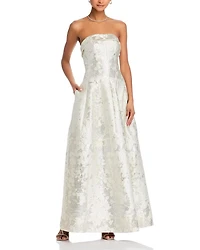 Octavia Jacquard Strapless Gown