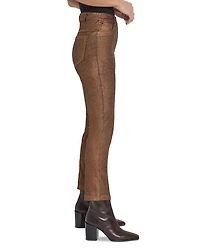 Metallic Coated High Rise Ankle Straight Jeans Copper