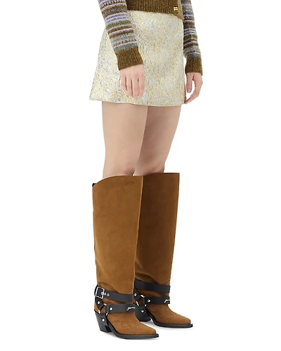 Ganni Metallic Cloque Mini Skirt