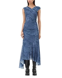 Ganni Printed Asymmetric Midi Dress