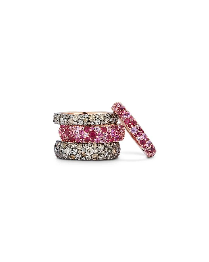 18K Rose Gold Pink Sapphire Band Ring, 3.87 tcw