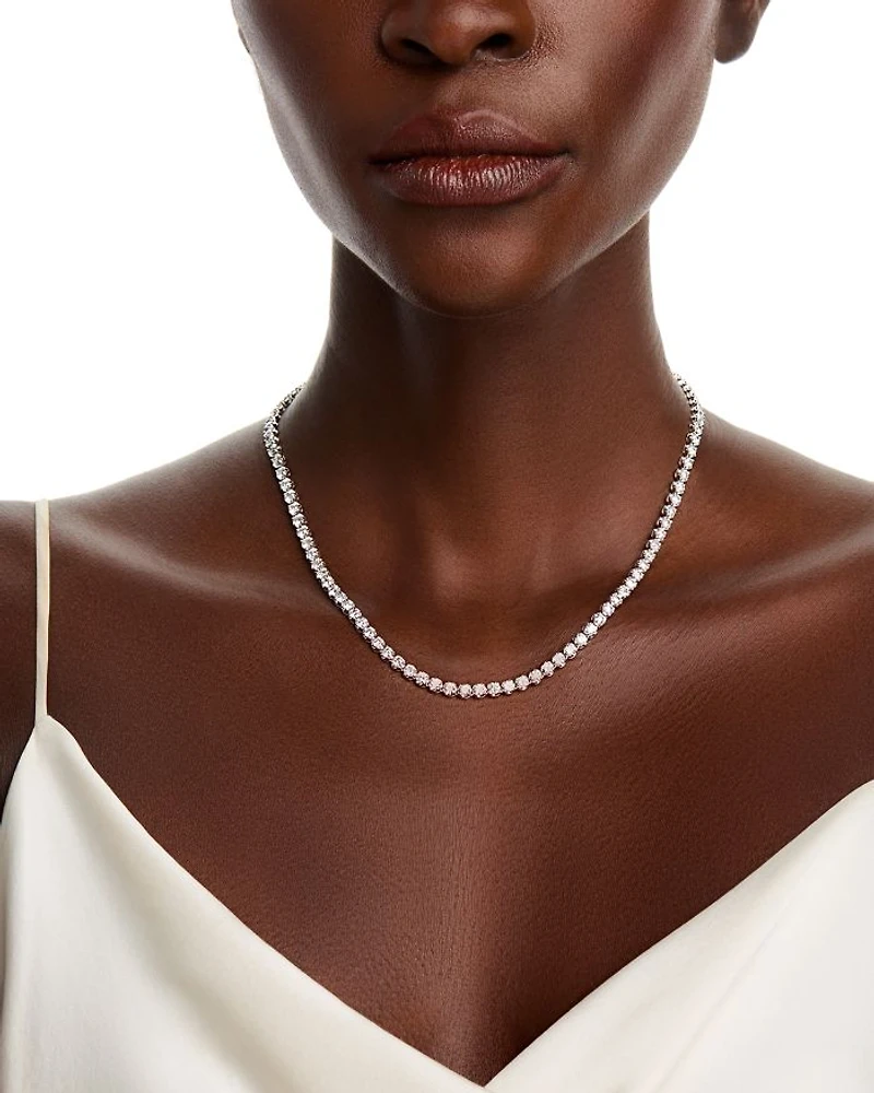 Diamond Crown Set Tennis Necklace 14K Yellow Gold and White Gold, 10.0 tcw
