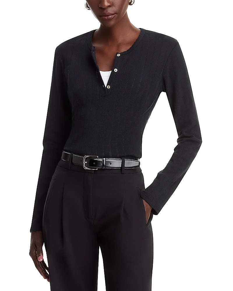 Leset Pointelle Henley Top