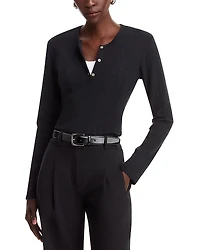 Leset Pointelle Henley Top