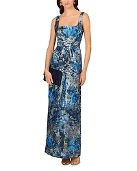 Aidan Mattox Printed Jacquard Gown