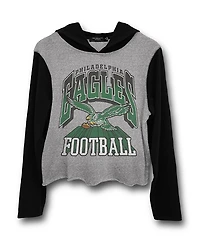 Junk Food Clothing Women's Nfl Philadelphia Eagles Block Crop Hoodie