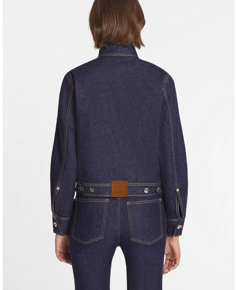 Ascot Collar Jacket Denim
