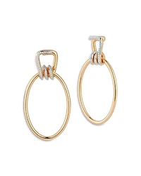 18K Rose & White Gold Huxley Diamond Coil Link Drop Hoop Earrings