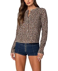 Edikted Leopard Printed Knit Cardigan