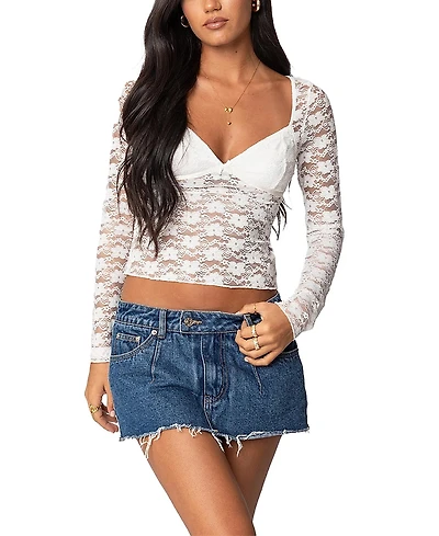 Edikted Mykonos Sheer Lace Top