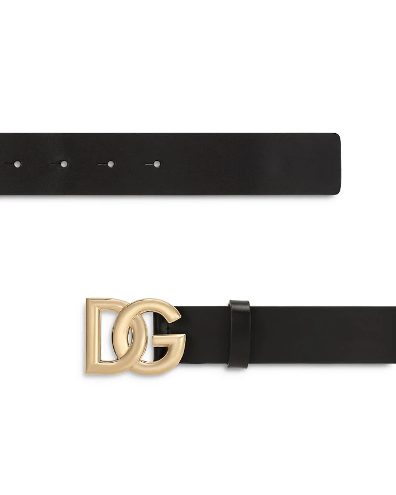 Men's Leather DG Logo Pin Buckle Belt