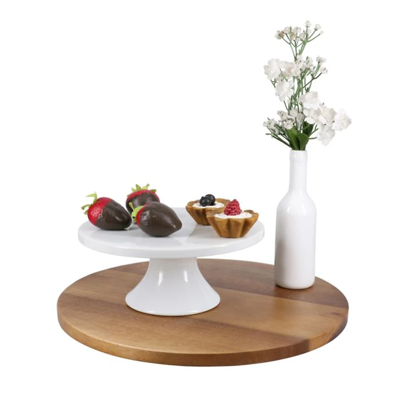White Porcelain Round Pedestal Cake Stand, 8.5"