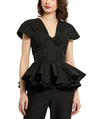 Faille Twist Bustier Peplum Top