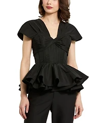 Faille Twist Bustier Peplum Top