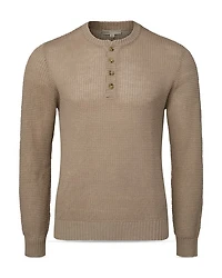 Linen Textured Knit Henley Sweater