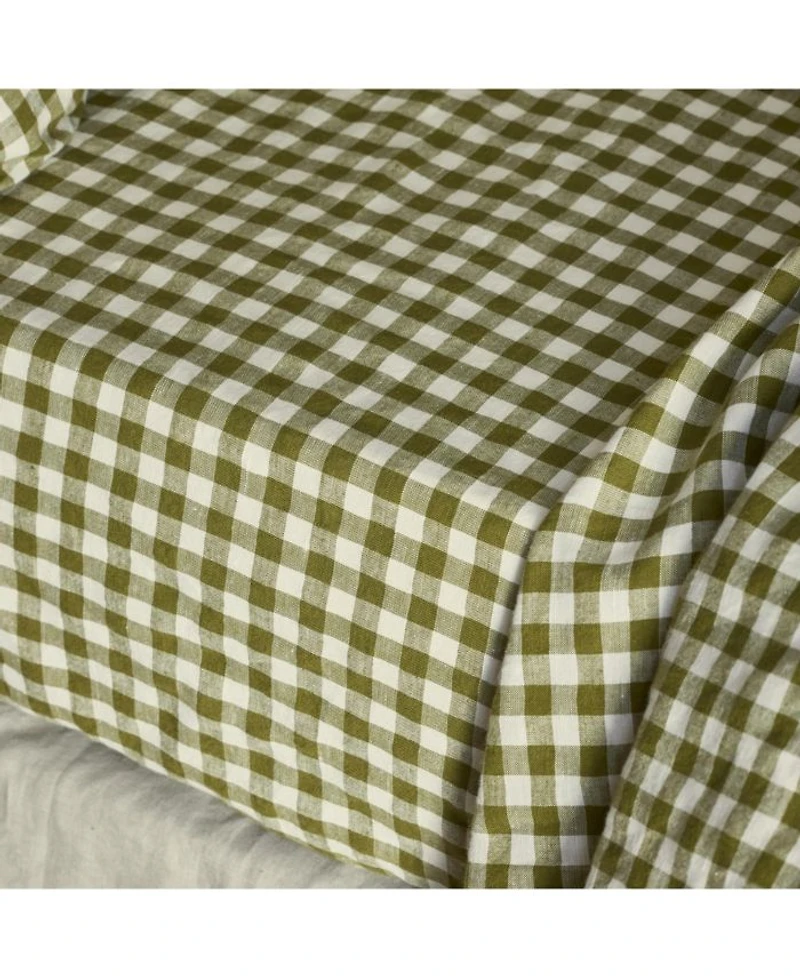 Gingham Linen Blend Flat Sheet