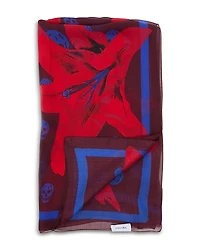 McQueen Lily & Classic Skull Silk Scarf