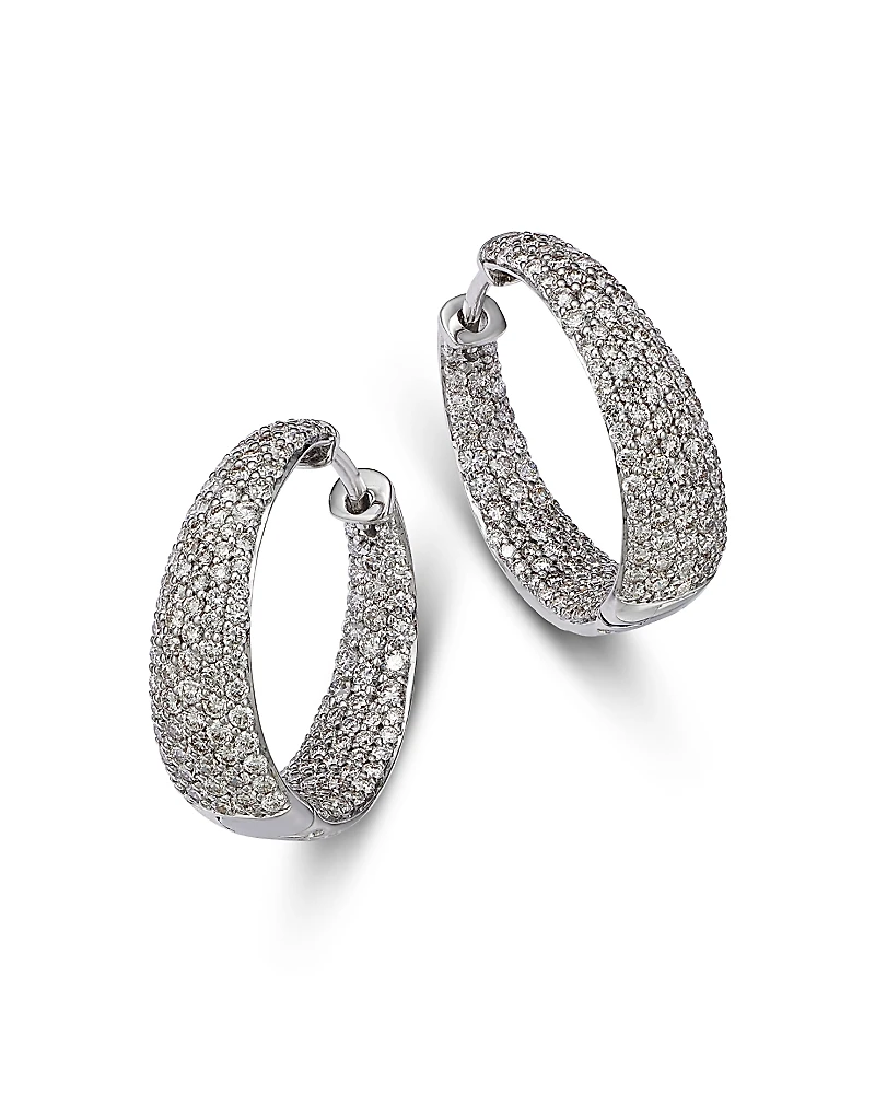 Roberto Coin 18K White Gold Scalare Diamond Hoop Earrings